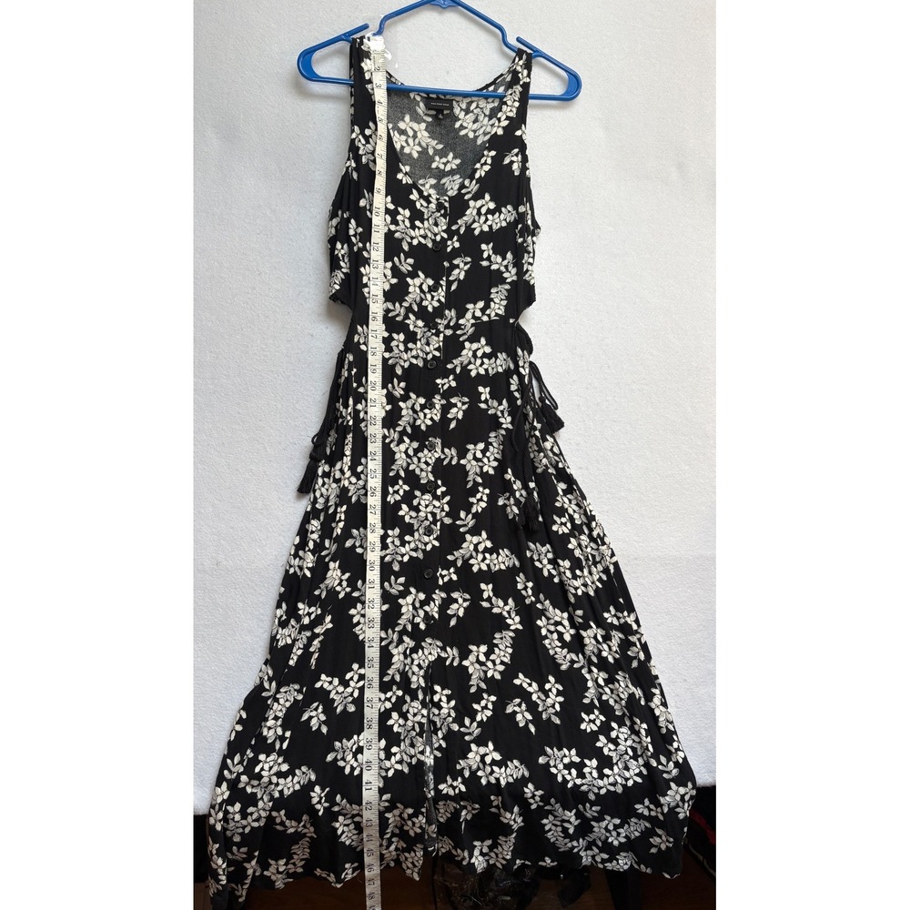 Who What Wear Black Floral Maxi Dress Side Cut Out Tassel Tie Small - Picture 7 of 8
